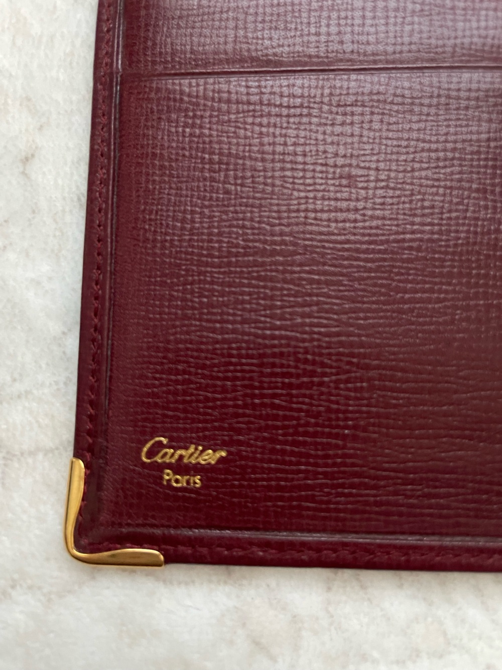 Authentic Vintage Cartier Leather Long Wallet with Gold Corner Accents - Picture 8 of 10